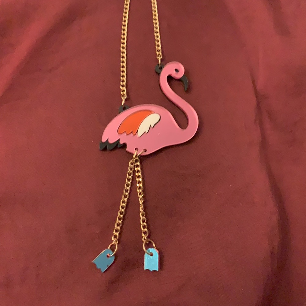 - Flamingo Acrylic Enamel Necklace - Picture 5 of 7